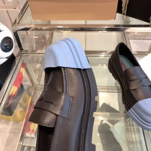 Camper Black Loafers with Baby Blue Toe Caps - Picture 4 of 9